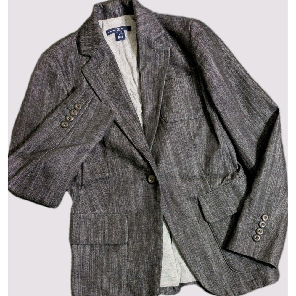 Gap Black Denim Blazer Women's size 0 edgy chic jacket casual office